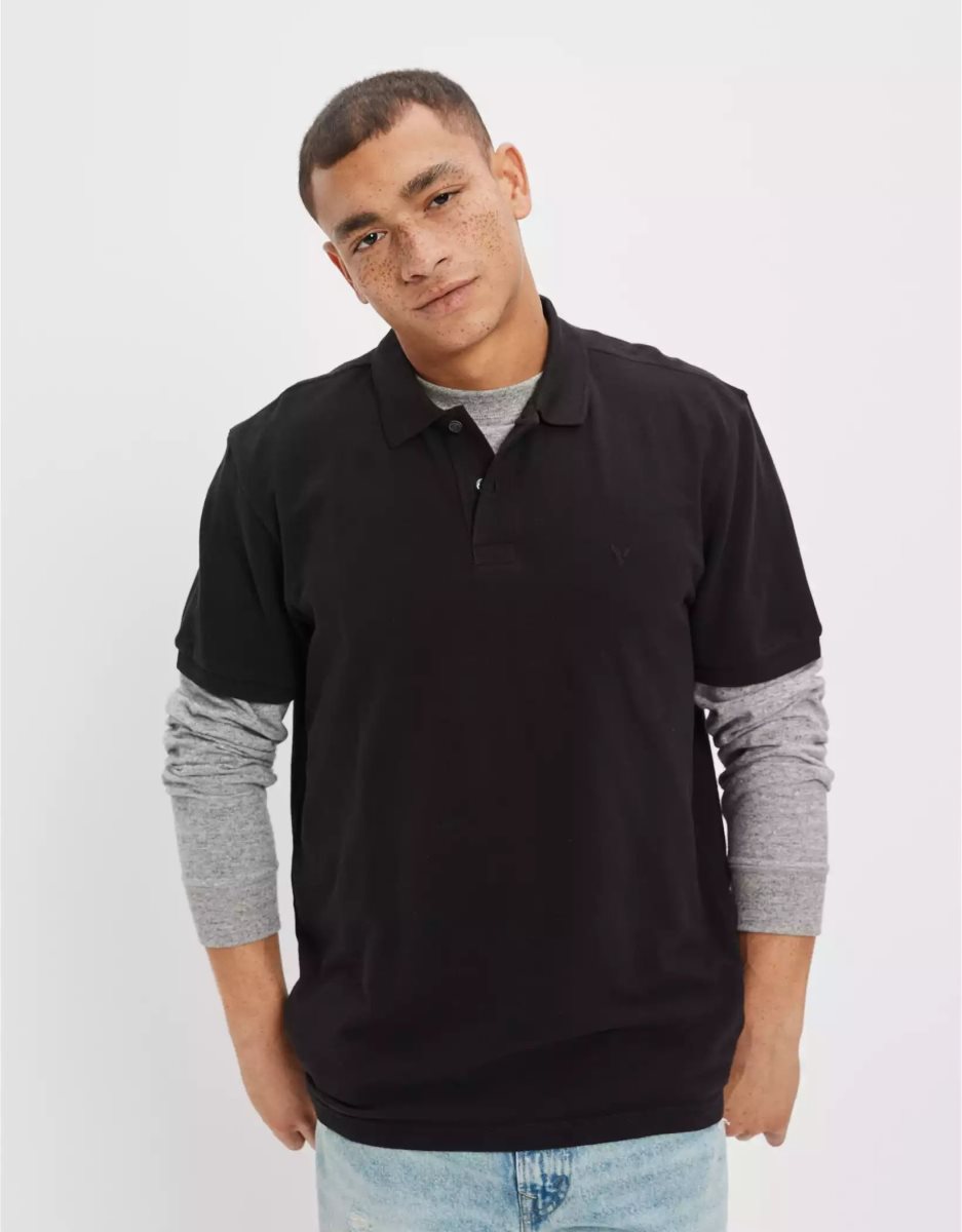 Polos American Eagle AE Super Soft Legend Pique Noir Homme | EDV-21264182